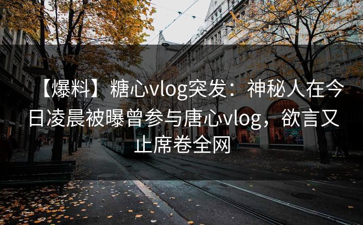 【爆料】糖心vlog突发：神秘人在今日凌晨被曝曾参与唐心vlog，欲言又止席卷全网