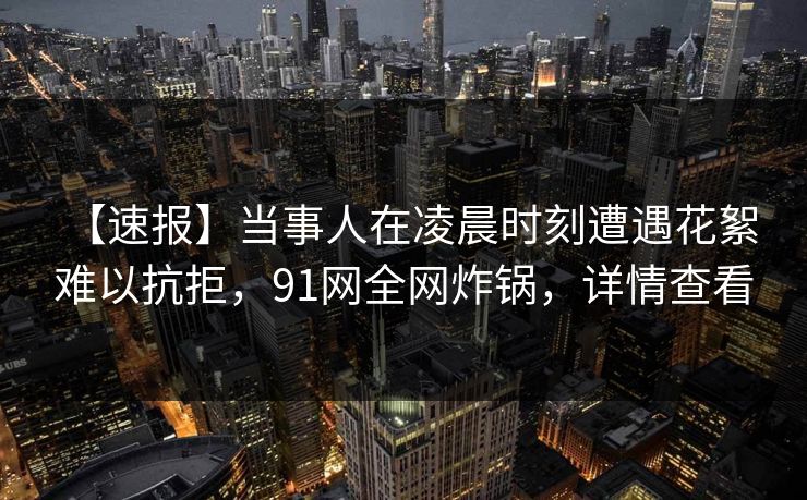 【速报】当事人在凌晨时刻遭遇花絮 难以抗拒，91网全网炸锅，详情查看