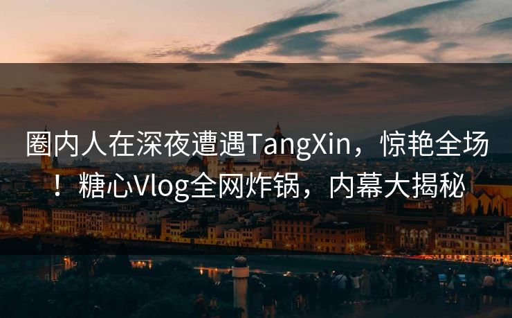圈内人在深夜遭遇TangXin，惊艳全场！糖心Vlog全网炸锅，内幕大揭秘