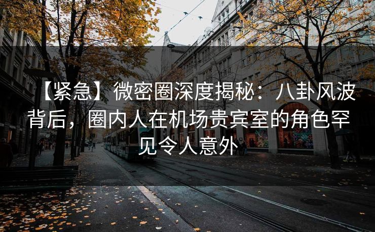 【紧急】微密圈深度揭秘：八卦风波背后，圈内人在机场贵宾室的角色罕见令人意外