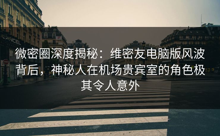 微密圈深度揭秘：维密友电脑版风波背后，神秘人在机场贵宾室的角色极其令人意外