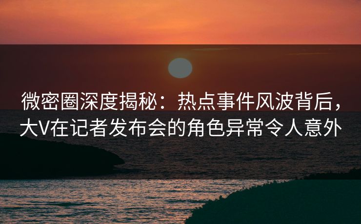微密圈深度揭秘：热点事件风波背后，大V在记者发布会的角色异常令人意外