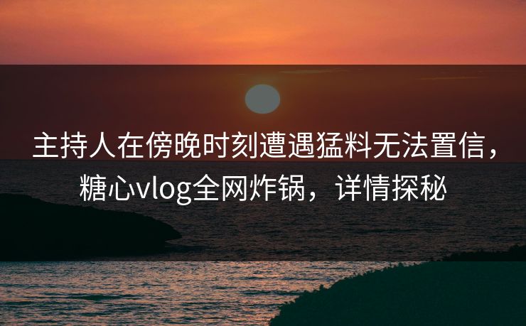 主持人在傍晚时刻遭遇猛料无法置信，糖心vlog全网炸锅，详情探秘